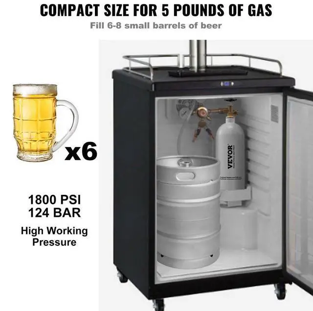 Alt view image 4 of 14 - VEVOR 5 Lbs CO2 Tank Aluminum Gas Cylinder, Brand New CO2 Cylinder with Gray Spray Coating, CO2 Tank with CGA320 Valve, For Draft Soda Beer