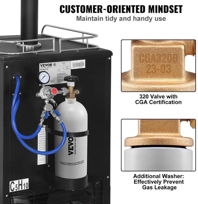 Alt view image 6 of 14 - VEVOR 5 Lbs CO2 Tank Aluminum Gas Cylinder, Brand New CO2 Cylinder with Gray Spray Coating, CO2 Tank with CGA320 Valve, For Draft Soda Beer