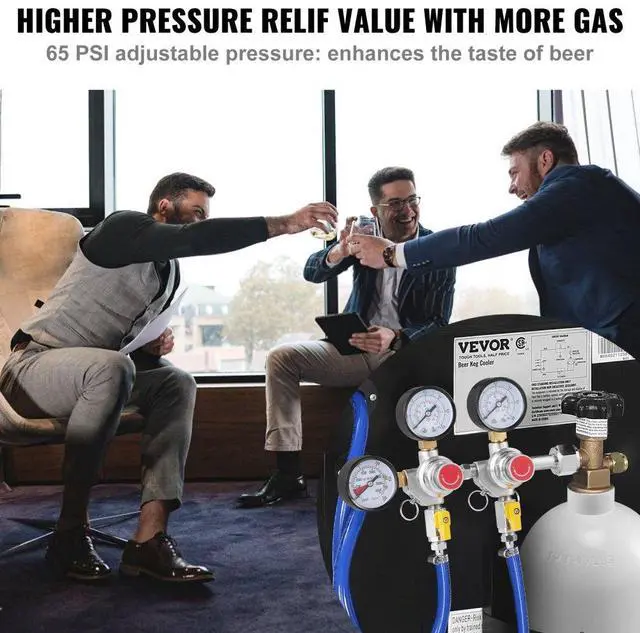 Alt view image 3 of 14 - VEVOR Triple Gauge Regulator, CO2 Regulator Gauge with 0-60PSI, Heavy Duty CO2 Gauge Gas System, Draft Beer Regulator with Check Valve, Adjustable Pressure Regulator for Draft Beer Homebrew, CGA320