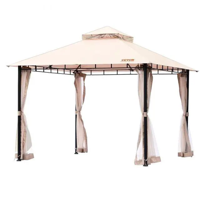 Main image of VEVOR Patio Gazebo for 6-8 Person, 10 x 10 FT Backyard Gazebo, with Mosquito Netting, Metal Frame, and PU Coated 180G Polyester, Outdoor Canopy Shelter for Patio, Backyard, Lawn, Garden, Deck