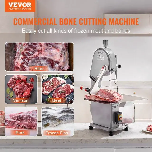 Alt view image 2 of 14 - VEVOR Commercial Electric Meat Bandsaw, 1500W Stainless Steel Countertop Bone Sawing Machine, Workbeach 19.3" x 15", 0.16-7.9 Inch Cutting Thickness, Frozen Meat Cutter with 6 Blades for Rib Pork Beef