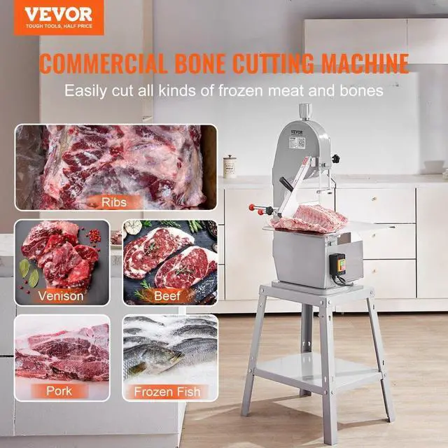 Alt view image 2 of 14 - VEVOR Commercial Electric Meat Bandsaw, 1500W Stainless Steel Vertical Bone Sawing Machine, Workbeach 19.3" x 15", 0.16-7.9 Inch Cutting Thickness, Frozen Meat Cutter with 6 Blades for Rib Pork Beef