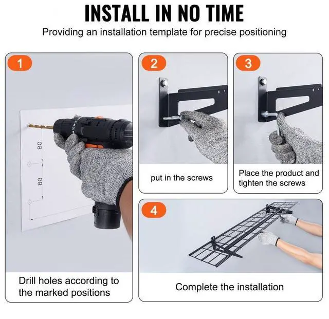 Alt view image 4 of 7 - VEVOR Garage Storage Shelving, 2 Pack, 4 x 1 ft Heavy Duty Garage Shelves Wall Mounted, 400 lbs Load Capacity(Total) Garage Storage Rack Floating Shelves, Suitable for Shop, Shed, Garage Storage