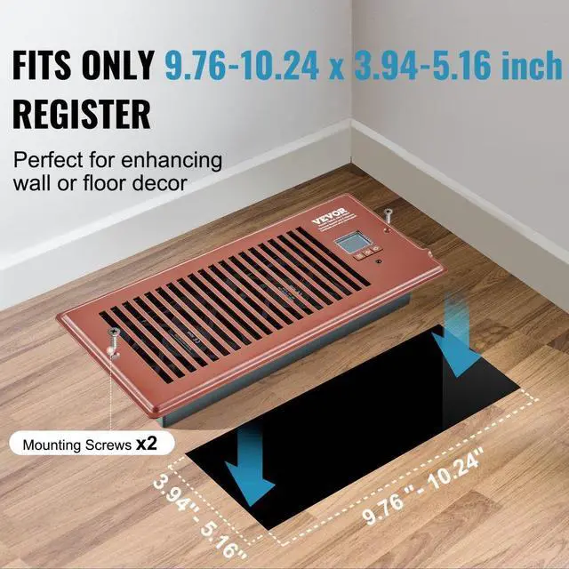 Alt view image 6 of 7 - VEVOR Register Booster Fan, Quiet Vent Booster Fan Fits 4 x 10 Register Holes, with Remote Control and Thermostat Control, Adjustable Speed for Heating Cooling Smart Vent, Brown