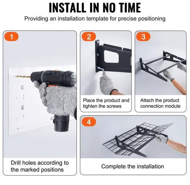 Alt view image 4 of 7 - VEVOR Garage Storage Shelving, 2 Pack, 6 x 2 ft Heavy Duty Garage Shelves Wall Mounted, 1000 lbs Load Capacity(Total) Garage Storage Rack Floating Shelves, Suitable for Shop, Shed, Garage Storage