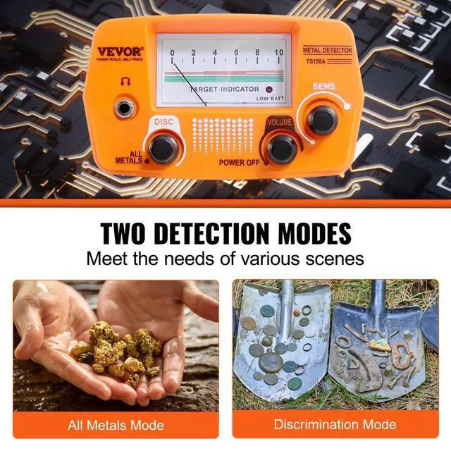 Alt view image 4 of 7 - VEVOR Metal Detector for Adults & Kids, 8 Inch Waterproof Search Coil with High Accuracy Pointer Display, Adjustable 38''-49'' Gold Detector, Lightweight Aluminum Stem for Detecting Gold Treasure