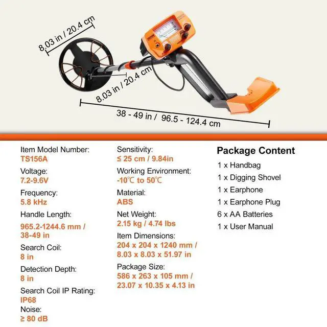 Alt view image 7 of 7 - VEVOR Metal Detector for Adults & Kids, 8 Inch Waterproof Search Coil with High Accuracy Pointer Display, Adjustable 38''-49'' Gold Detector, Lightweight Aluminum Stem for Detecting Gold Treasure
