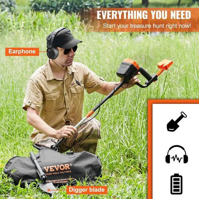 Alt view image 6 of 7 - VEVOR Metal Detector for Adults & Kids, 8 Inch Waterproof Search Coil with High Accuracy Pointer Display, Adjustable 38''-49'' Gold Detector, Lightweight Aluminum Stem for Detecting Gold Treasure
