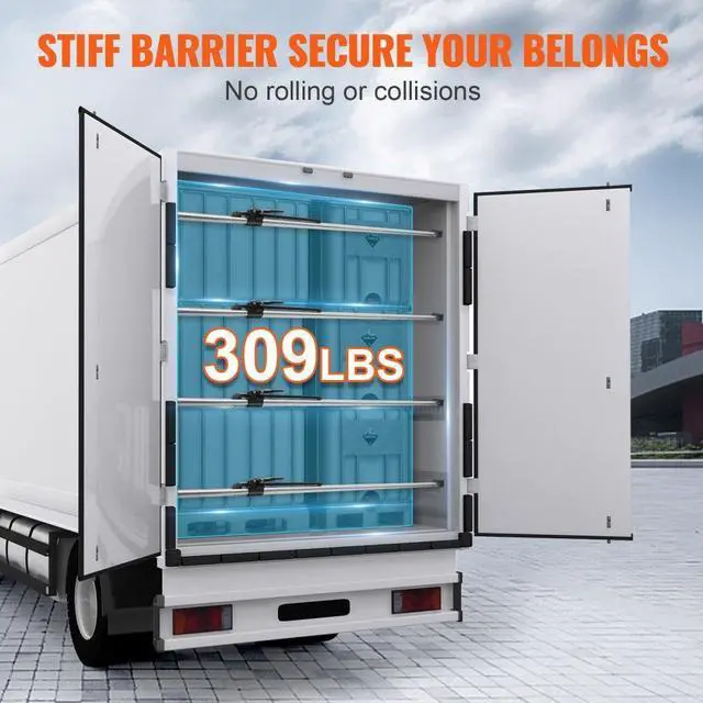 Alt view image 4 of 7 - VEVOR Cargo Bar, Ratcheting Cargo Bar Adjustable from 89" to 104", Heavy-duty Steel Cargo Stabilizer Bar with 309 lbs Capacity, Truck Bed Load Bar for Pickup Truck Bed, Trailer, Semi Trailer (4 pcs)