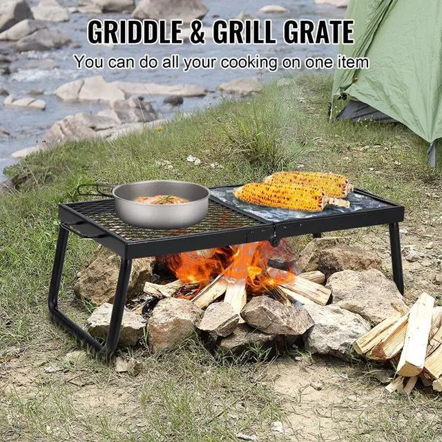Alt view image 4 of 7 - VEVOR Folding Campfire Grill, Heavy Duty Steel Mesh Grate, 22.4" Portable Camping Grates Over Fire Pit, Camp Fire Cooking Equipment with Legs Carrying Bag, Grilling Rack for Outdoor Open Flame Cooking
