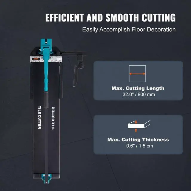 Alt view image 2 of 7 - VEVOR Manual Tile Cutter, 32 inch, Porcelain Ceramic Tile Cutter with Tungsten Carbide Cutting Wheel, Infrared Positioning, Anti-Skid Feet, Durable Rails for professional installers or beginners