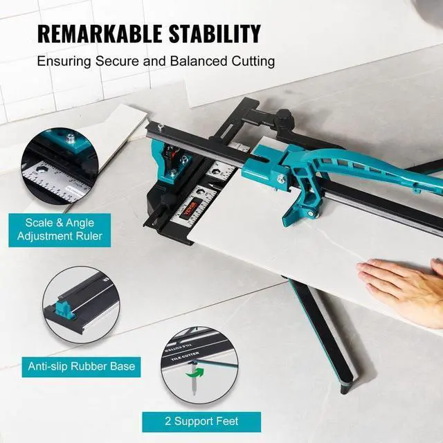 Alt view image 4 of 7 - VEVOR Manual Tile Cutter, 32 inch, Porcelain Ceramic Tile Cutter with Tungsten Carbide Cutting Wheel, Infrared Positioning, Anti-Skid Feet, Durable Rails for professional installers or beginners