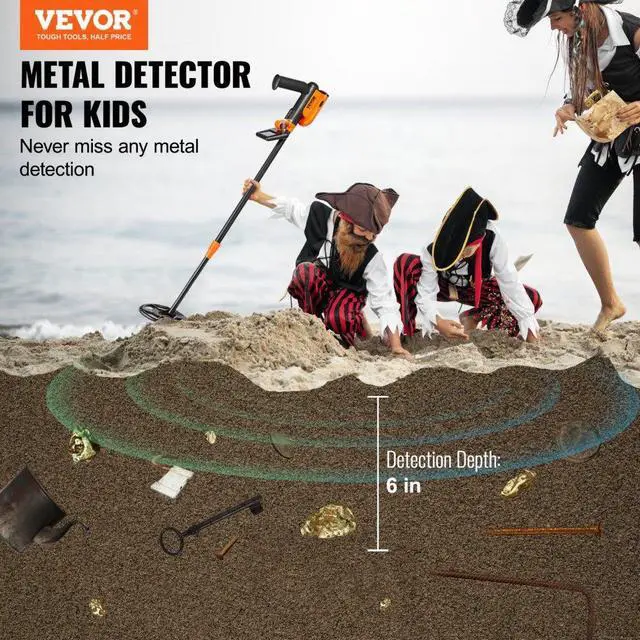 Alt view image 2 of 7 - VEVOR Metal Detector for Kids, 6 Inch, 25''-37'' Adjustable Gold Detector, IP68 Waterproof Search Coil with LCD Display Advanced DSP Chip, Lightweight for Junior & Youth Detecting Gold Coin Treasure