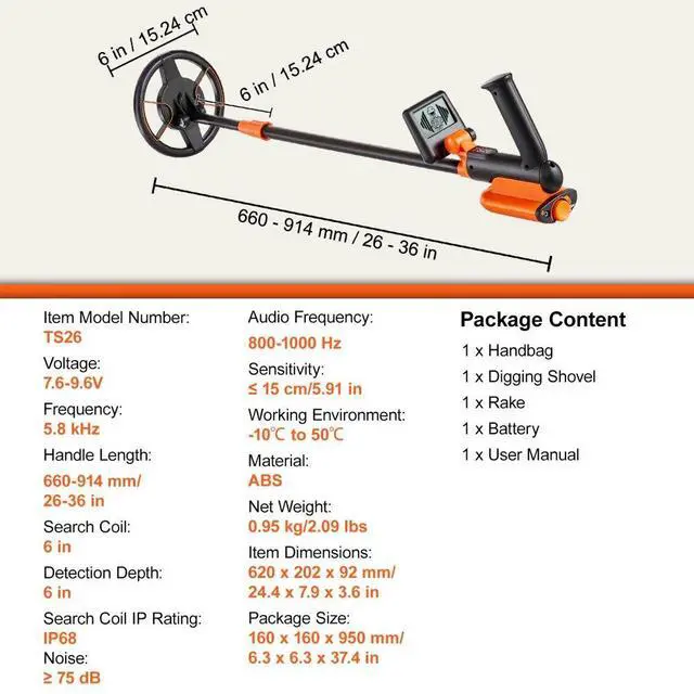 Alt view image 7 of 7 - VEVOR Metal Detector for Kids, 6 Inch, 25''-37'' Adjustable Gold Detector, IP68 Waterproof Search Coil with LCD Display Advanced DSP Chip, Lightweight for Junior & Youth Detecting Gold Coin Treasure