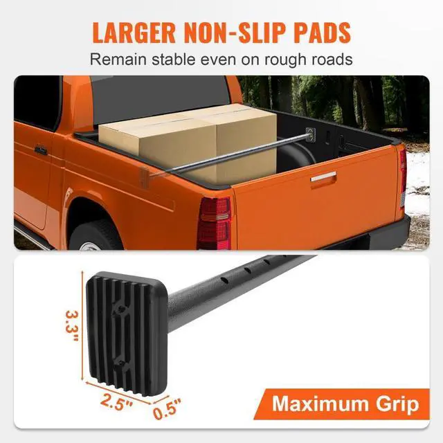 Alt view image 6 of 7 - VEVOR Cargo Bar, Truck Bed Bar Adjustable from 40" to 73", Heavy-duty Steel Cargo Stabilizer Bar with 220 lbs Capacity, Truck Load Bar Stop Sliding for Pickup Truck Bed, SUV, Minitruck