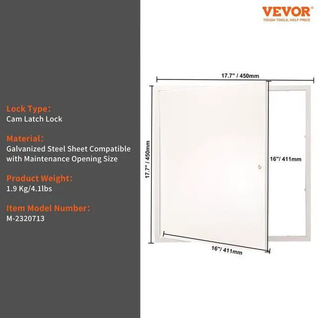 Alt view image 7 of 14 - VEVOR Access Panel for Drywall & Ceiling, 16 x 16 Inch Plumbing Access Panels, Reinforced Access Door, Heavy-Duty Steel Wall Hole Cover, Easy Install Removable Hinged Panel for Wiring & Cables, Silver