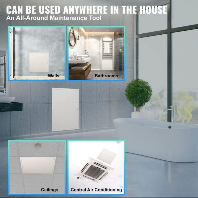 Alt view image 6 of 14 - VEVOR Access Panel for Drywall & Ceiling, 16 x 16 Inch Plumbing Access Panels, Reinforced Access Door, Heavy-Duty Steel Wall Hole Cover, Easy Install Removable Hinged Panel for Wiring & Cables, Silver