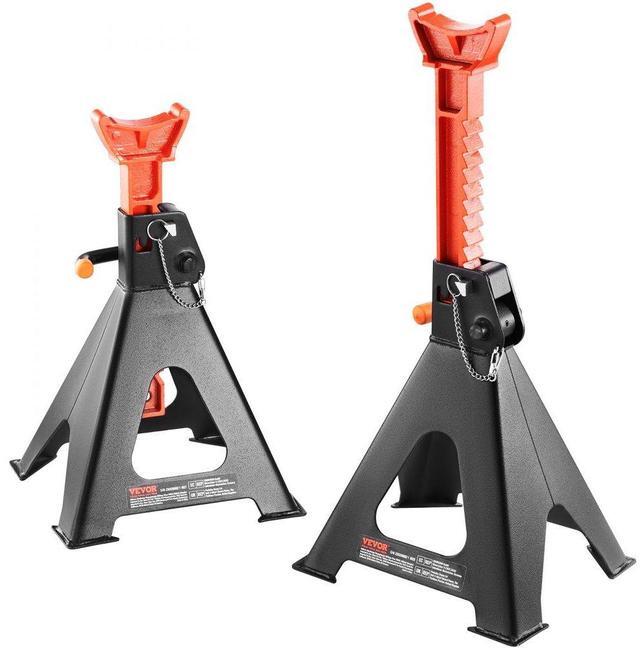 Main image of VEVOR Jack Stands, 6 Ton (13,000 lbs) Capacity Car Jack Stands Double Locking, 14.2 -23 inch Adjustable Height, for lifting SUV, Pickup Truck, Car and UTV/ATV, Red, 1 Pair