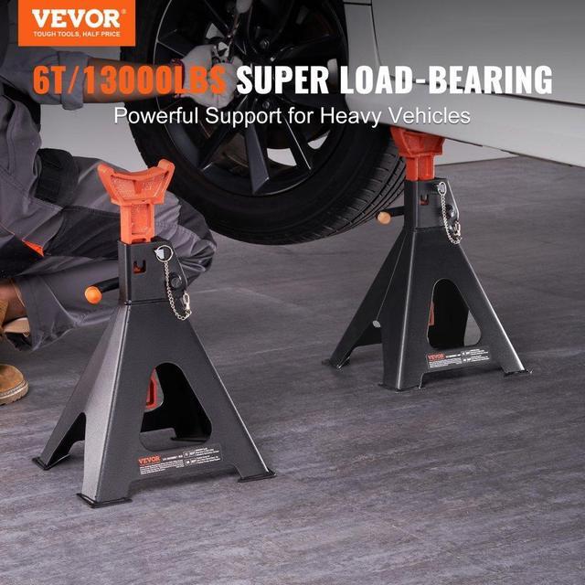 Alt view image 2 of 7 - VEVOR Jack Stands, 6 Ton (13,000 lbs) Capacity Car Jack Stands Double Locking, 14.2 -23 inch Adjustable Height, for lifting SUV, Pickup Truck, Car and UTV/ATV, Red, 1 Pair