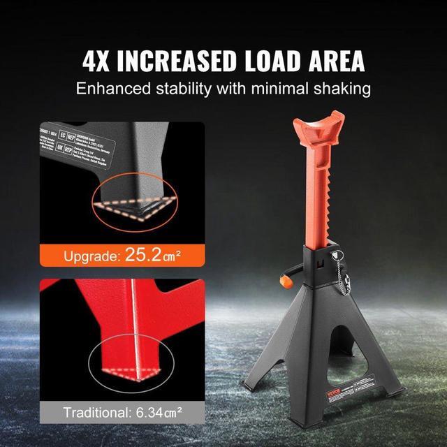Alt view image 4 of 7 - VEVOR Jack Stands, 6 Ton (13,000 lbs) Capacity Car Jack Stands Double Locking, 14.2 -23 inch Adjustable Height, for lifting SUV, Pickup Truck, Car and UTV/ATV, Red, 1 Pair