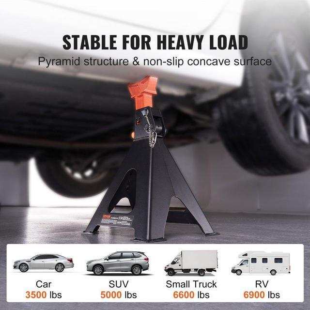 Alt view image 6 of 7 - VEVOR Jack Stands, 6 Ton (13,000 lbs) Capacity Car Jack Stands Double Locking, 14.2 -23 inch Adjustable Height, for lifting SUV, Pickup Truck, Car and UTV/ATV, Red, 1 Pair