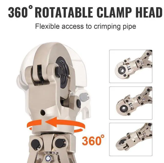 Alt view image 4 of 7 - VEVOR Copper Press Tool Tube Fittings Crimping Kit, Pro Press Crimper with 1/2", 3/4", 1" Quick Change Jaws, 360° Rotatable Crimp Tool & Locking Pin, Extendable Handle, Meet ASTM B88 and B75 Standard