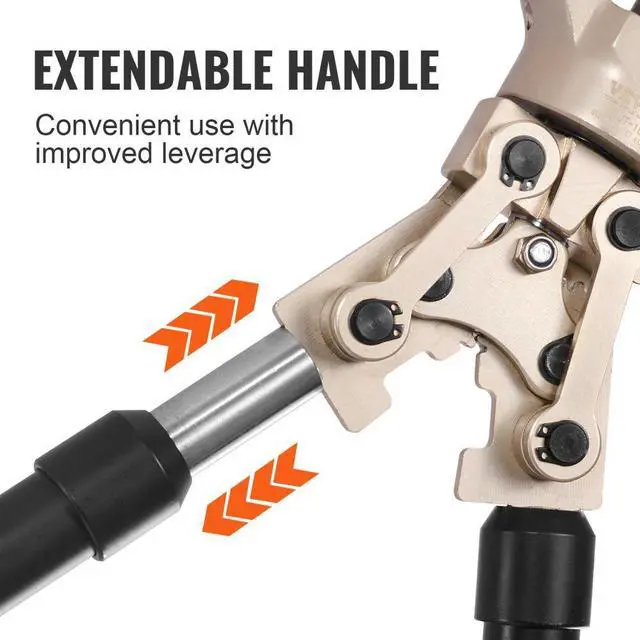 Alt view image 5 of 7 - VEVOR Copper Press Tool Tube Fittings Crimping Kit, Pro Press Crimper with 1/2", 3/4", 1" Quick Change Jaws, 360° Rotatable Crimp Tool & Locking Pin, Extendable Handle, Meet ASTM B88 and B75 Standard