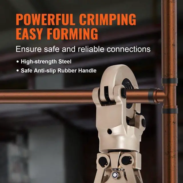 Alt view image 6 of 7 - VEVOR Copper Press Tool Tube Fittings Crimping Kit, Pro Press Crimper with 1/2", 3/4", 1" Quick Change Jaws, 360° Rotatable Crimp Tool & Locking Pin, Extendable Handle, Meet ASTM B88 and B75 Standard