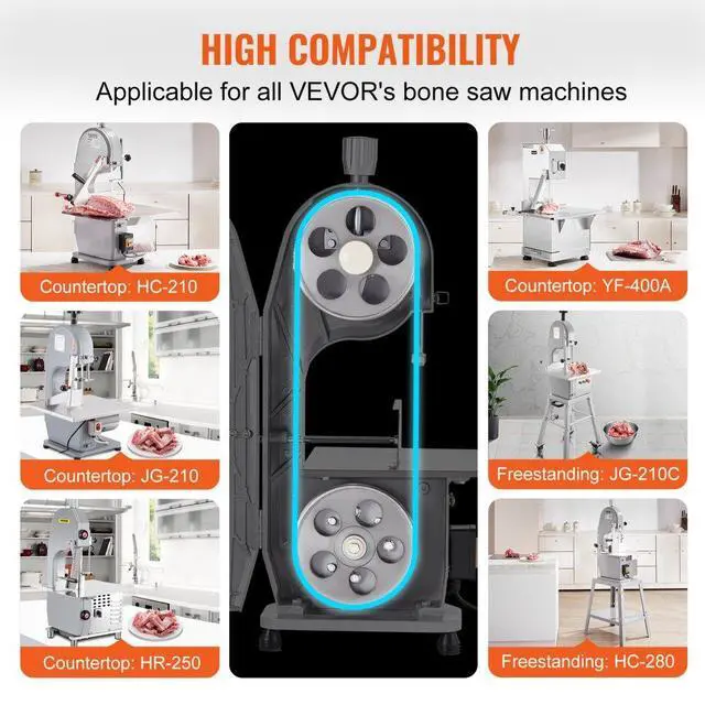 Alt view image 3 of 14 - VEVOR Band Saw Blade, 65x0.63x0.02 inch, 5 PCS/Pack Meat Bandsaw Blades for Replacement, Carbon Steel Blade, Meat Cutting Blade Wrapped by Rust-Proof Paper, Fit for Commercial Bone Saw Machines