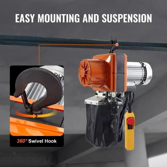 Alt view image 6 of 7 - VEVOR Electric Chain Hoist, 2200 lbs/1 ton Capacity, 10 ft Lifting Height, 10 ft/min Speed, 120V, Single Phase Overhead Crane with G100 Chain, 10 ft Wired Remote Control for Garage, Shop, Hotel, Home