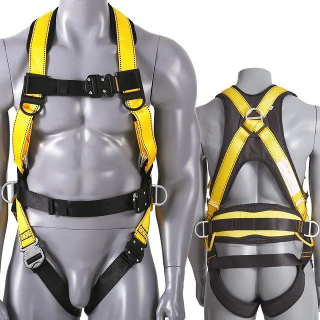 Main image of VEVOR Safety Harness, Full Body Harness, Safety Harness Fall Protection with Added Padding, and Side Rings and Dorsal D-Rings and a Lanyard, ANSI/ASSE Z359.11-2014, 160 lbs Max Weight, S