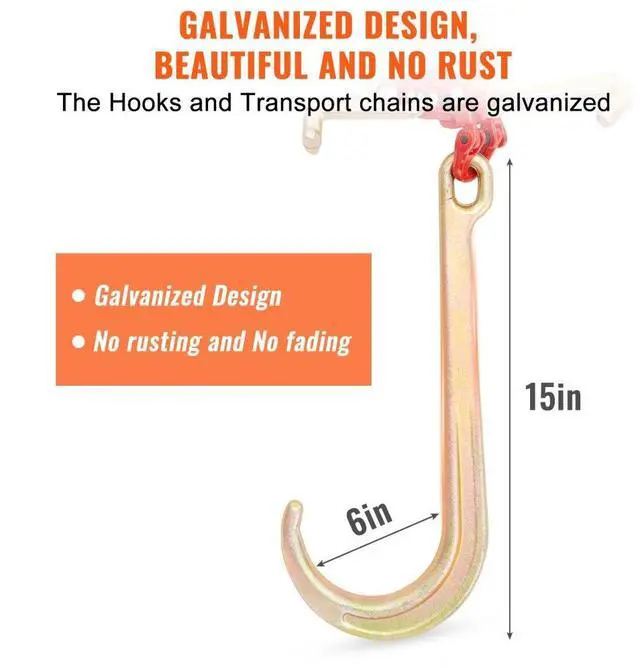 Alt view image 4 of 7 - VEVOR V-Chain Bridle, 9620 lbs Working Load Limit, 5/16'' x 3' G80 Tow Chain with RTJ Cluster Hooks, DOT Certified, Galvanized Coating Manganese Steel & D-Shackle, for Lifting & Moving Activities