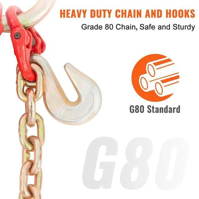 Alt view image 5 of 7 - VEVOR V-Chain Bridle, 9620 lbs Working Load Limit, 5/16'' x 3' G80 Tow Chain with RTJ Cluster Hooks, DOT Certified, Galvanized Coating Manganese Steel & D-Shackle, for Lifting & Moving Activities