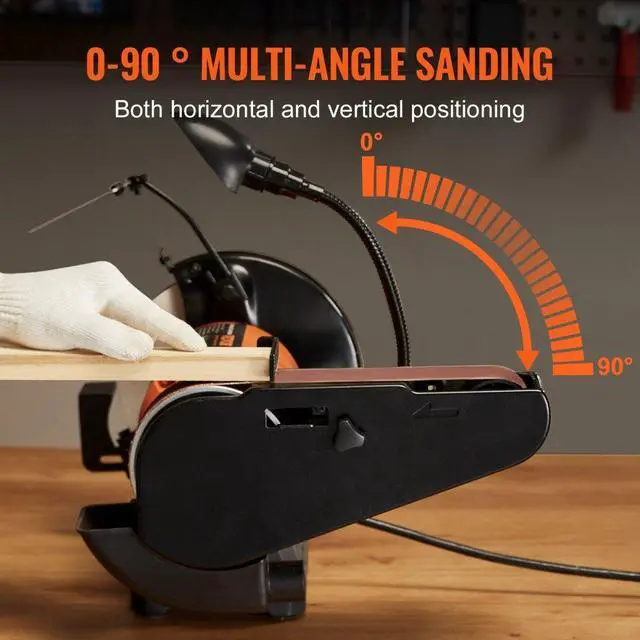 Alt view image 3 of 7 - VEVOR 8 Inch Bench Grinder with 2 x28 Inch Belt Sander Combo, Bench Grinder Sander with 2.5A Induction Motor for Metalworking Sharpening Grinding
