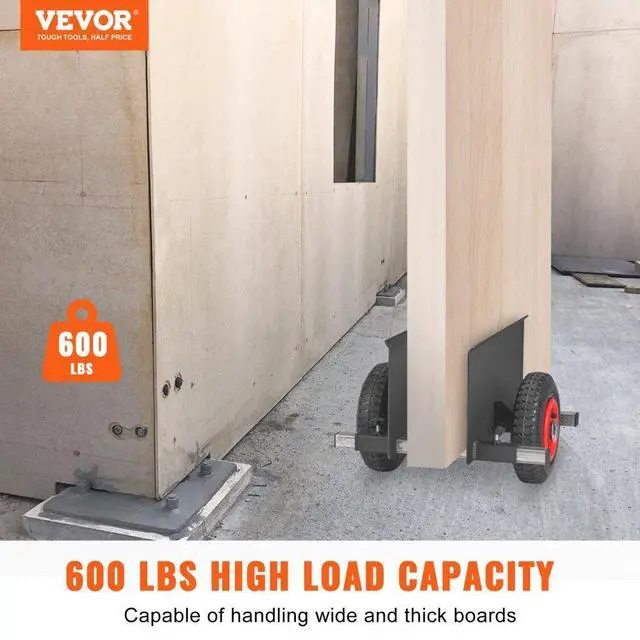 Alt view image 2 of 14 - VEVOR Panel Dolly, 600LBS Capacity Slab Dolly, Heavy-duty Drywall Mover with 8" Pneumatic Wheels, Adjustable Clamp Panel Cart for Drywall Sheet, Material Handling, All Terrain Moving Cart