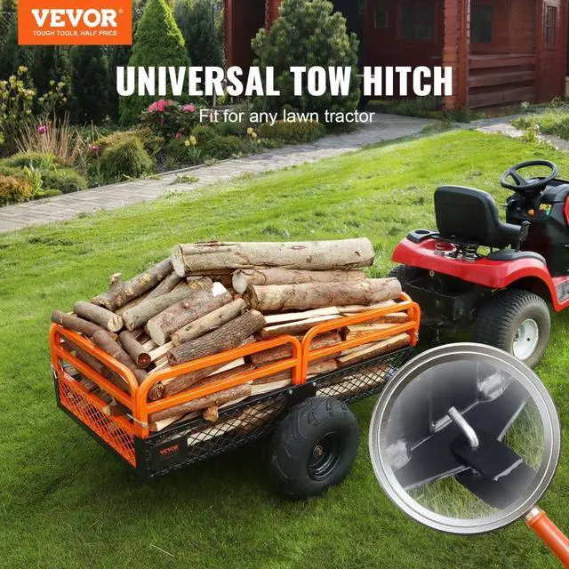 Alt view image 2 of 7 - VEVOR Heavy Duty Steel ATV Dump Trailer, 1500-Pound Load Capacity 15 Cubic Feet, Tow Behind Dump Cart Garden Trailer, with Removable Sides and 2 Tires, for Mowers, Tractors, ATV, UTV
