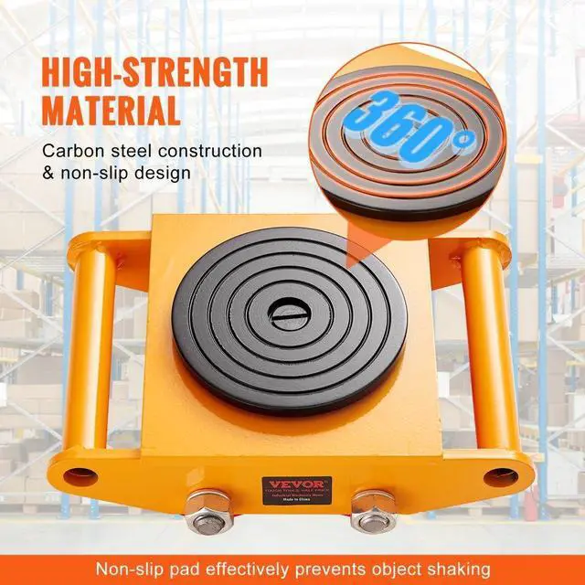 Alt view image 3 of 14 - VEVOR Machinery Skate Dolly, 13,200 LBS/6T Industrial Machinery Mover, Heavy Duty Carbon Steel Machinery Moving Skate with 4 PU Wheels and 360° Rotation Non-Slip Cap for Warehouse, Workshop, Factory