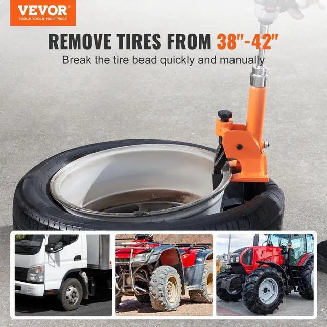 Alt view image 2 of 7 - VEVOR Manual Tire Bead Breaker, 38"-42" Tires Changer Tool with Rubber Pad, Protect Aluminum Alloy Hubs, Easy-Operated Tire Repair Tool for ATVs/UTVs, Tractors, Trucks, Cars, Heavy Duty Tires