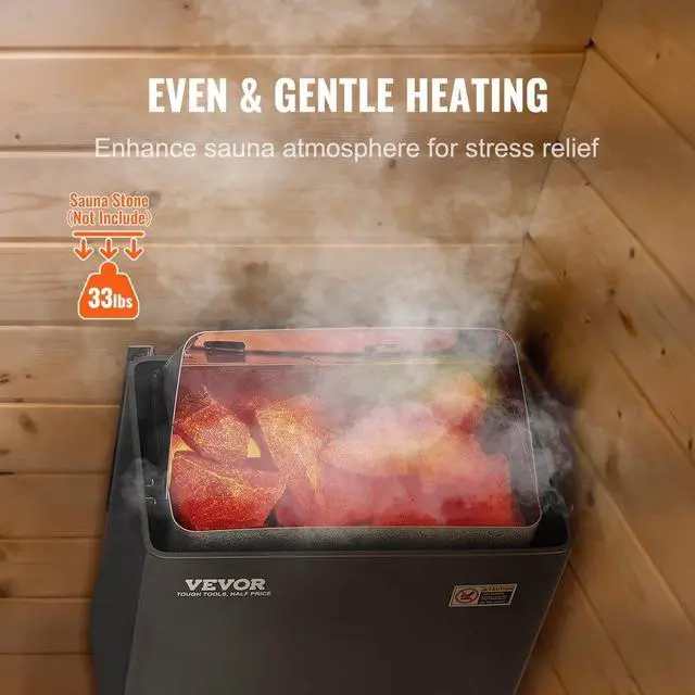 Alt view image 5 of 7 - VEVOR Sauna Heater, 6KW 220V Electric Sauna Stove, Steam Bath Sauna Heater with Built-In Controls, 3h Timer and Adjustable Temp for Max. 176-318 Cubic Feet, Home Hotel Spa Shower Use, FCC Certificati