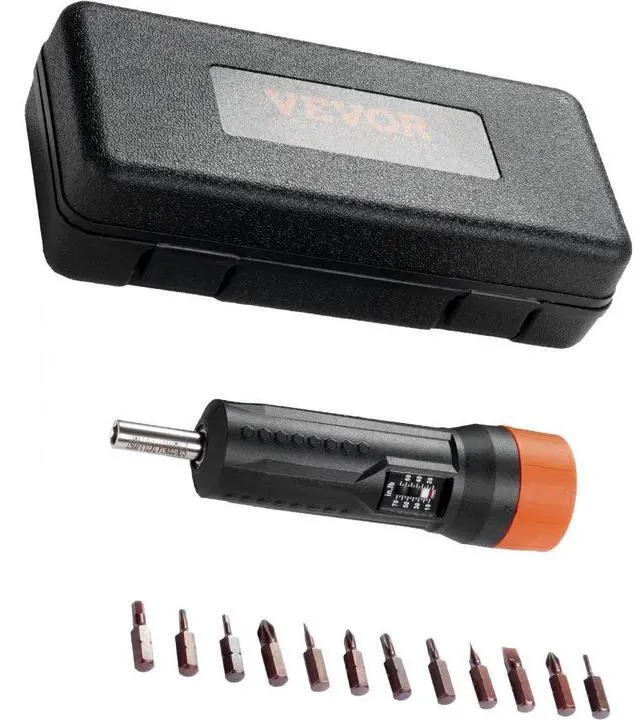 Main image of VEVOR 1/4" Drive Torque Screwdriver Wrench Set | 10-70 in-lbs Torque Adjustment Range | 1 in-lb Increment Torque Screwdriver | Driver Bits Set with View Window, 12 Bits & Case, Magnetic Function