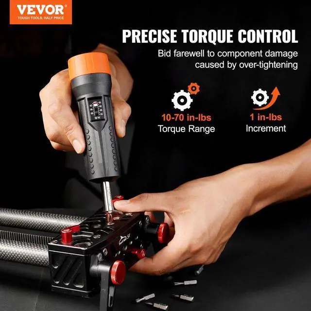 Alt view image 2 of 7 - VEVOR 1/4" Drive Torque Screwdriver Wrench Set | 10-70 in-lbs Torque Adjustment Range | 1 in-lb Increment Torque Screwdriver | Driver Bits Set with View Window, 12 Bits & Case, Magnetic Function
