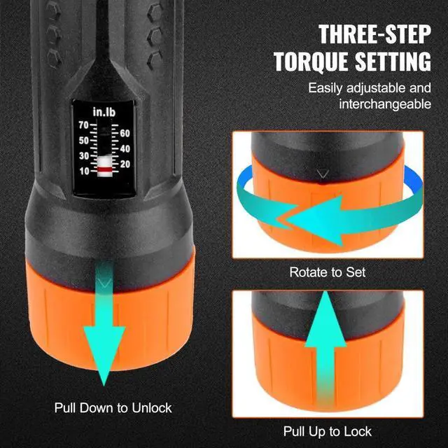 Alt view image 5 of 7 - VEVOR 1/4" Drive Torque Screwdriver Wrench Set | 10-70 in-lbs Torque Adjustment Range | 1 in-lb Increment Torque Screwdriver | Driver Bits Set with View Window, 12 Bits & Case, Magnetic Function