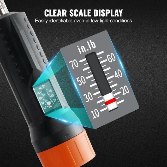 Alt view image 6 of 7 - VEVOR 1/4" Drive Torque Screwdriver Wrench Set | 10-70 in-lbs Torque Adjustment Range | 1 in-lb Increment Torque Screwdriver | Driver Bits Set with View Window, 12 Bits & Case, Magnetic Function