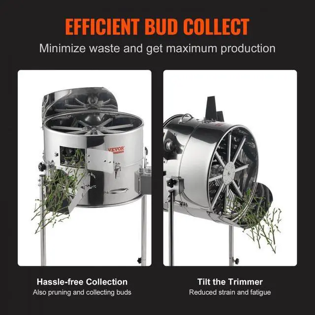 Alt view image 4 of 7 - VEVOR Electric Bud Trimmer, 18'' Electric Leaf Trimmer Machine with 60W Adjustable Speed, Tillable Trimmer with Stainless-Steel Blades, Bud Leaf Trimmer Mesh Bag & Hand Pruner Included for Leaves, Bud