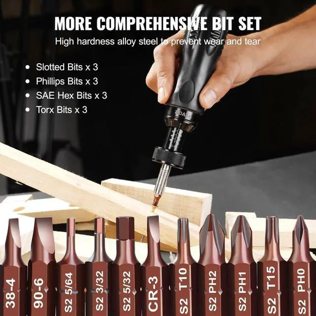 Alt view image 4 of 7 - VEVOR Torque Screwdriver, 1/4" Drive Screwdriver Torque Wrench, Electrician Torque Screwdriver with Scale, 10-70 in/lbs Torque Range, 1 in-lbs Torque Increment Torque Screwdriver with Bits & Case