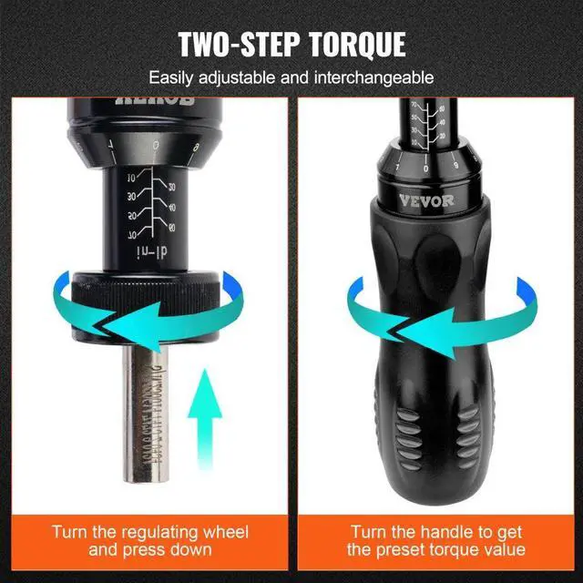 Alt view image 5 of 7 - VEVOR Torque Screwdriver, 1/4" Drive Screwdriver Torque Wrench, Electrician Torque Screwdriver with Scale, 10-70 in/lbs Torque Range, 1 in-lbs Torque Increment Torque Screwdriver with Bits & Case