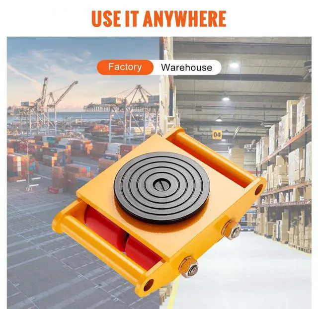 Alt view image 6 of 14 - VEVOR 4PCS Machinery Skate Dolly, 17637 LBS/8T Industrial Machinery Mover, Heavy Duty Carbon Steel Machinery Moving Skate with 4 PU Wheels and 360° Rotation Non-Slip Cap for Warehouse, Workshop, Facto