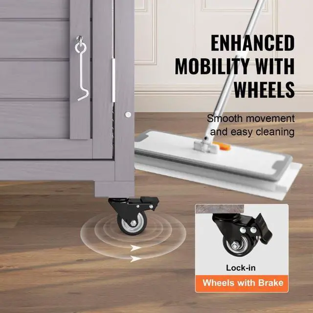 Alt view image 6 of 7 - VEVOR Cat House Outdoor, 3-Tier Large Catio, Cat Enclosure with 360° Rotating Casters, 2 Platforms, A Resting Box and Large Front Door, 29.9 x 34 x 64.1 inch