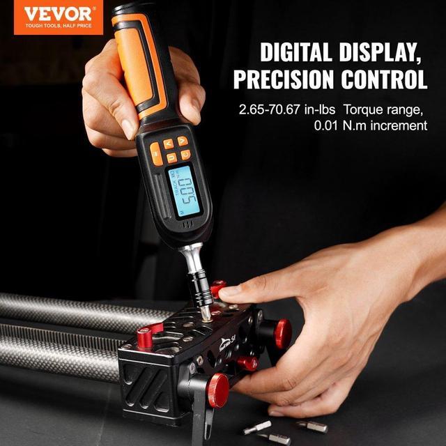 Alt view image 2 of 7 - VEVOR Digital Torque Screwdriver, 1/4" Drive Screwdriver Torque Wrench, Electrician Torque Screwdriver with LCD, 2.65-70.67 in-lbs Torque Range, 0.01 N.m Increment Torque Screwdriver with Bits & Case
