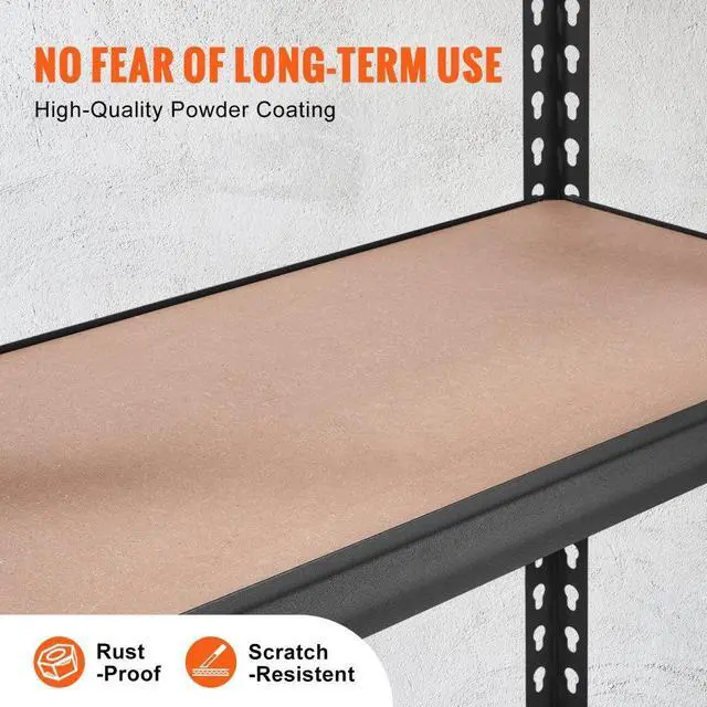 Alt view image 3 of 7 - VEVOR Storage Shelving Unit, 5-Tier Adjustable, 2000 lbs Capacity, Heavy Duty Garage Shelves Metal Organizer Utility Rack, Black, 36" L x 18" W x 72" H for Kitchen Pantry Basement Bathroom Laundry